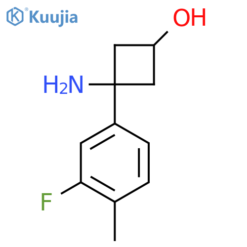 3-amino-3-(3-fluoro-4-methylphenyl)cyclobutan-1-ol structure