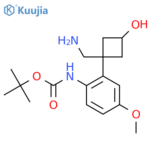 tert-butyl N-{2-1-(aminomethyl)-3-hydroxycyclobutyl-4-methoxyphenyl}carbamate structure