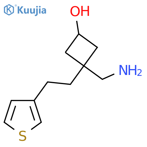 3-(aminomethyl)-3-2-(thiophen-3-yl)ethylcyclobutan-1-ol structure