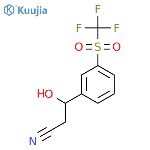 3-hydroxy-3-(3-trifluoromethanesulfonylphenyl)propanenitrile structure