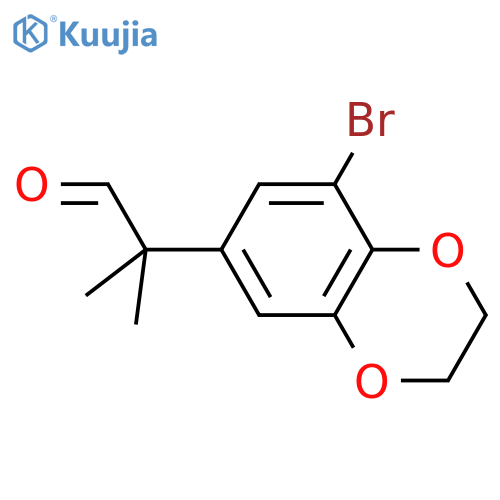2-(8-bromo-2,3-dihydro-1,4-benzodioxin-6-yl)-2-methylpropanal structure