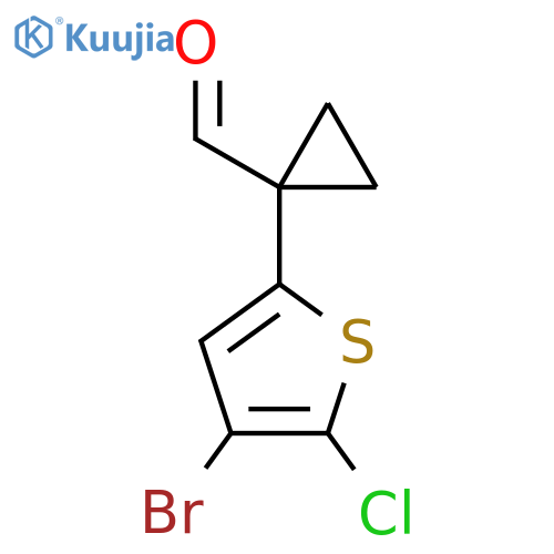 1-(4-bromo-5-chlorothiophen-2-yl)cyclopropane-1-carbaldehyde structure
