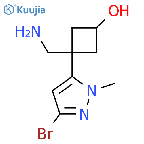 3-(aminomethyl)-3-(3-bromo-1-methyl-1H-pyrazol-5-yl)cyclobutan-1-ol structure