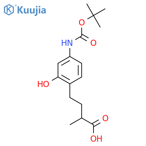 4-(4-{(tert-butoxy)carbonylamino}-2-hydroxyphenyl)-2-methylbutanoic acid structure