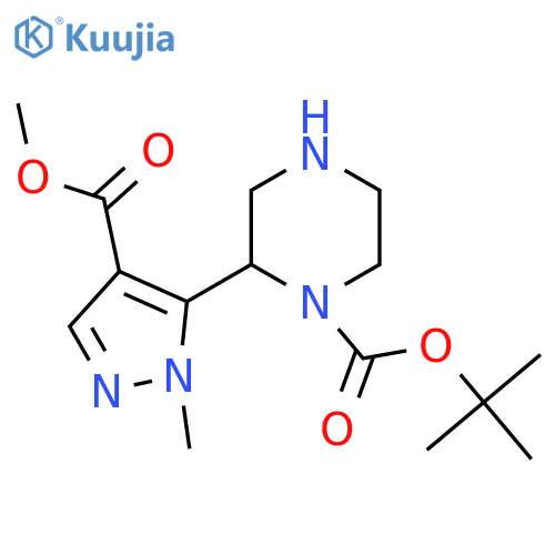 tert-butyl 2-[4-(methoxycarbonyl)-1-methyl-1H-pyrazol-5-yl]piperazine-1-carboxylate structure