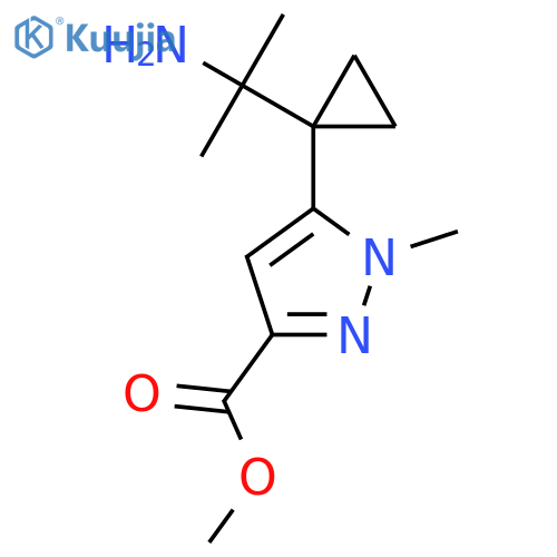 methyl 5-1-(2-aminopropan-2-yl)cyclopropyl-1-methyl-1H-pyrazole-3-carboxylate structure