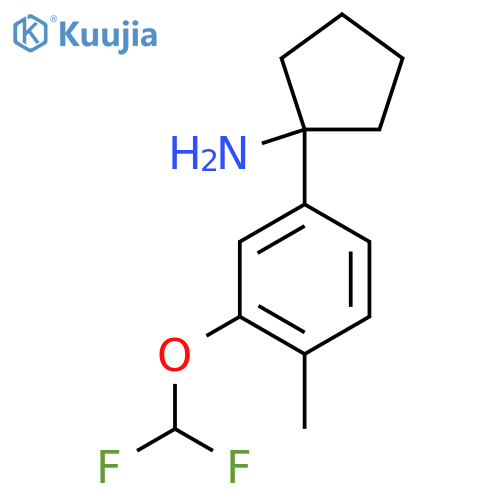 1-3-(difluoromethoxy)-4-methylphenylcyclopentan-1-amine structure