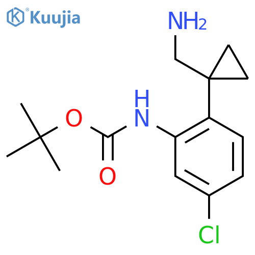tert-butyl N-{2-1-(aminomethyl)cyclopropyl-5-chlorophenyl}carbamate structure