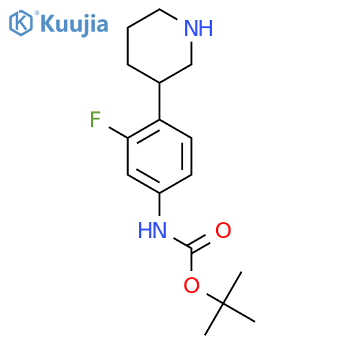 tert-butyl N-3-fluoro-4-(piperidin-3-yl)phenylcarbamate structure