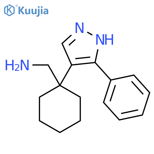 1-(3-phenyl-1H-pyrazol-4-yl)cyclohexylmethanamine structure