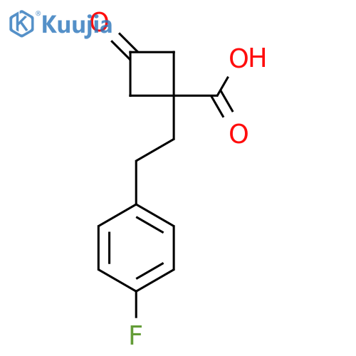 1-2-(4-fluorophenyl)ethyl-3-oxocyclobutane-1-carboxylic acid structure