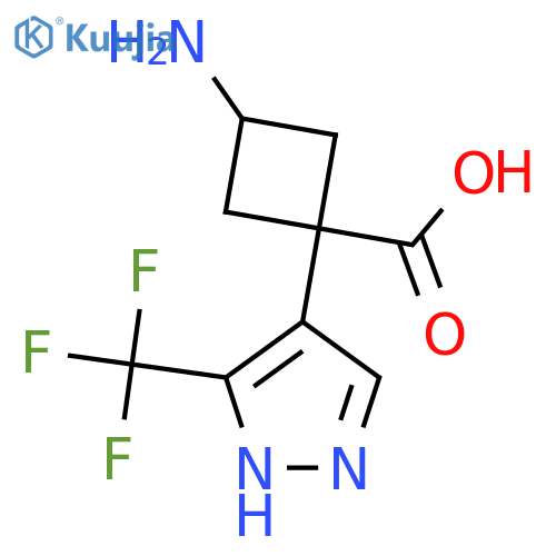 3-amino-1-3-(trifluoromethyl)-1H-pyrazol-4-ylcyclobutane-1-carboxylic acid structure