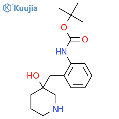 tert-butyl N-{2-(3-hydroxypiperidin-3-yl)methylphenyl}carbamate structure