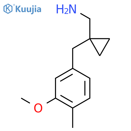 {1-(3-methoxy-4-methylphenyl)methylcyclopropyl}methanamine structure