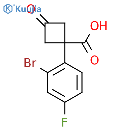 1-(2-bromo-4-fluorophenyl)-3-oxocyclobutane-1-carboxylic acid structure