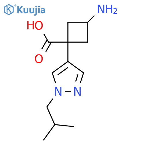 3-amino-1-1-(2-methylpropyl)-1H-pyrazol-4-ylcyclobutane-1-carboxylic acid structure