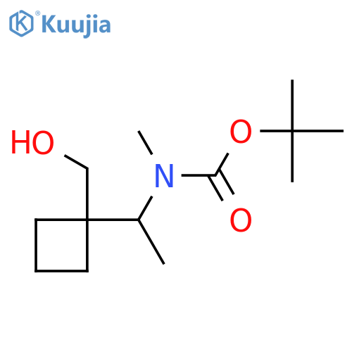 tert-butyl N-{1-1-(hydroxymethyl)cyclobutylethyl}-N-methylcarbamate structure