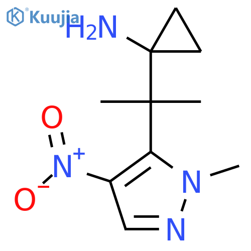 1-2-(1-methyl-4-nitro-1H-pyrazol-5-yl)propan-2-ylcyclopropan-1-amine structure