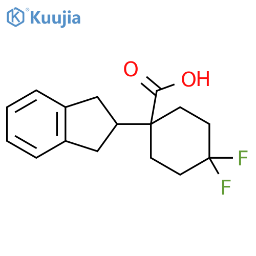 1-(2,3-dihydro-1H-inden-2-yl)-4,4-difluorocyclohexane-1-carboxylic acid structure