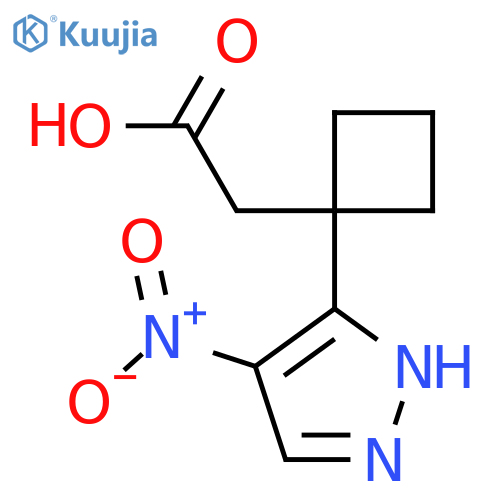 2-1-(4-nitro-1H-pyrazol-3-yl)cyclobutylacetic acid structure