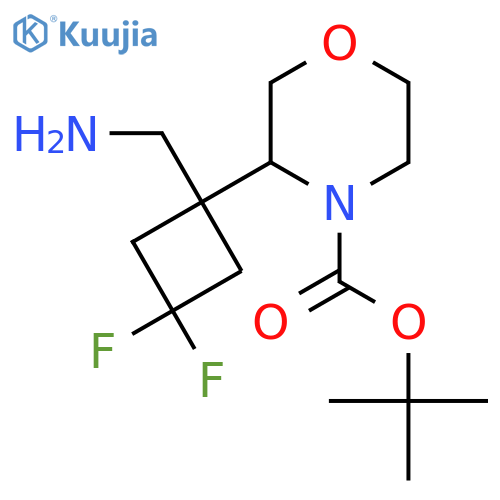 tert-butyl 3-1-(aminomethyl)-3,3-difluorocyclobutylmorpholine-4-carboxylate structure