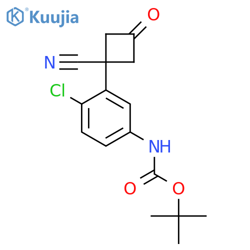 tert-butyl N-4-chloro-3-(1-cyano-3-oxocyclobutyl)phenylcarbamate structure