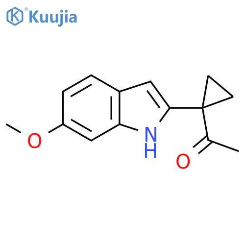 1-1-(6-methoxy-1H-indol-2-yl)cyclopropylethan-1-one structure