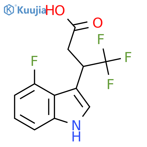 4,4,4-trifluoro-3-(4-fluoro-1H-indol-3-yl)butanoic acid structure