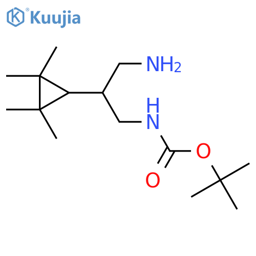 tert-butyl N-3-amino-2-(2,2,3,3-tetramethylcyclopropyl)propylcarbamate structure