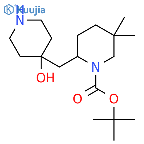 tert-butyl 2-(4-hydroxypiperidin-4-yl)methyl-5,5-dimethylpiperidine-1-carboxylate structure