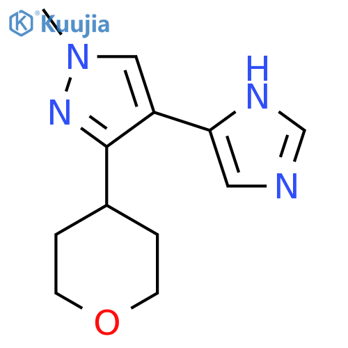 4-(1H-imidazol-4-yl)-1-methyl-3-(oxan-4-yl)-1H-pyrazole structure