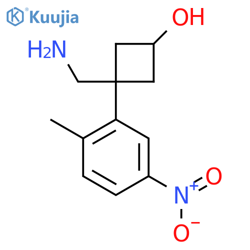 3-(aminomethyl)-3-(2-methyl-5-nitrophenyl)cyclobutan-1-ol structure