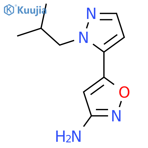 5-1-(2-methylpropyl)-1H-pyrazol-5-yl-1,2-oxazol-3-amine structure