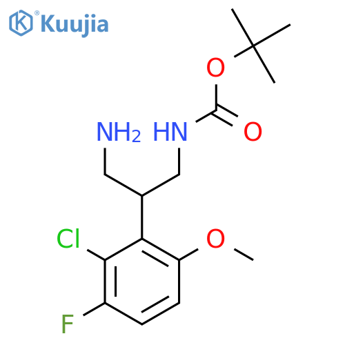 tert-butyl N-3-amino-2-(2-chloro-3-fluoro-6-methoxyphenyl)propylcarbamate structure