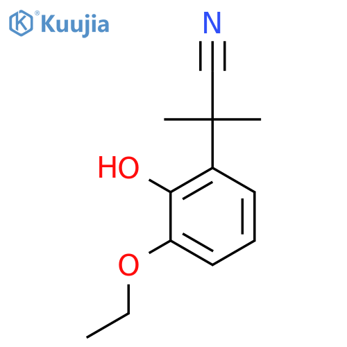 2-(3-ethoxy-2-hydroxyphenyl)-2-methylpropanenitrile structure