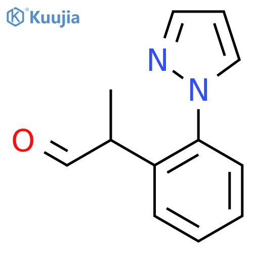 2-2-(1H-pyrazol-1-yl)phenylpropanal structure