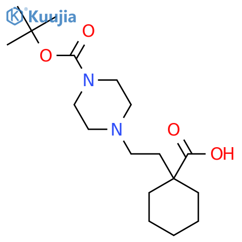 1-(2-{4-(tert-butoxy)carbonylpiperazin-1-yl}ethyl)cyclohexane-1-carboxylic acid structure