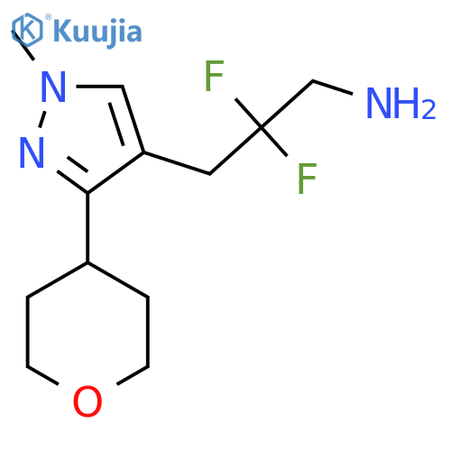 2,2-difluoro-3-1-methyl-3-(oxan-4-yl)-1H-pyrazol-4-ylpropan-1-amine structure