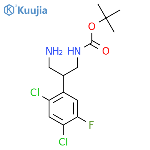 tert-butyl N-3-amino-2-(2,4-dichloro-5-fluorophenyl)propylcarbamate structure