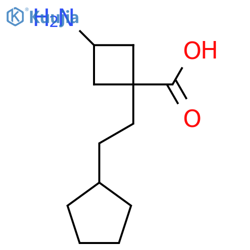 3-amino-1-(2-cyclopentylethyl)cyclobutane-1-carboxylic acid structure