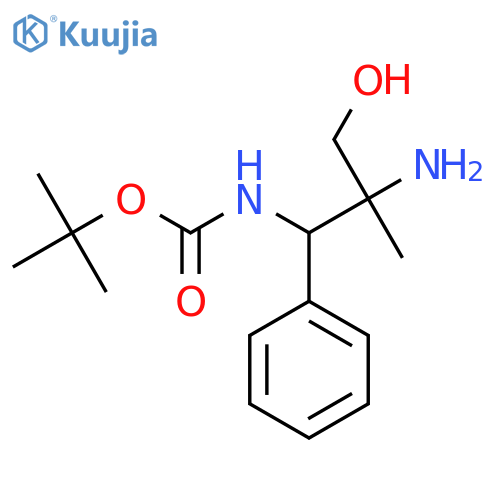 tert-butyl N-(2-amino-3-hydroxy-2-methyl-1-phenylpropyl)carbamate structure