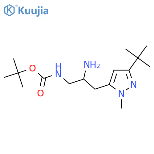 tert-butyl N-2-amino-3-(3-tert-butyl-1-methyl-1H-pyrazol-5-yl)propylcarbamate structure