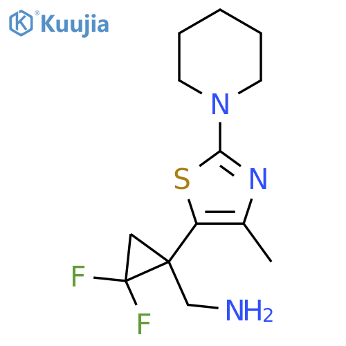 {2,2-difluoro-1-4-methyl-2-(piperidin-1-yl)-1,3-thiazol-5-ylcyclopropyl}methanamine structure