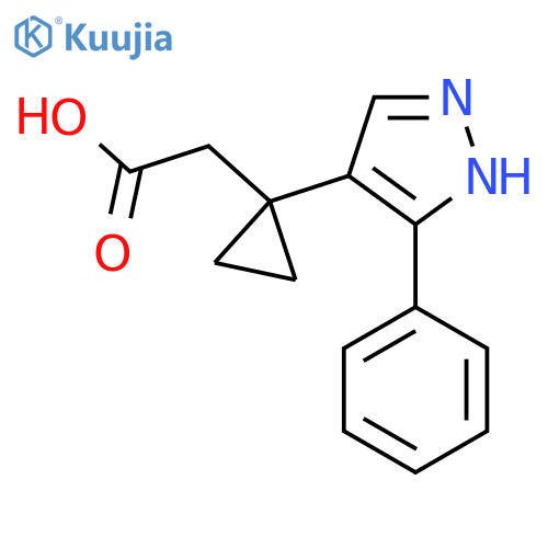 2-1-(3-phenyl-1H-pyrazol-4-yl)cyclopropylacetic acid structure