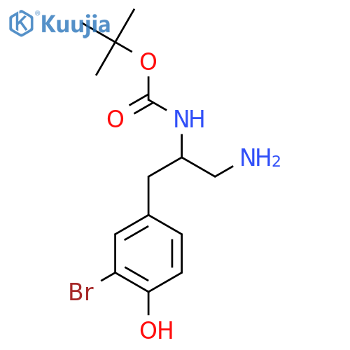 tert-butyl N-1-amino-3-(3-bromo-4-hydroxyphenyl)propan-2-ylcarbamate structure
