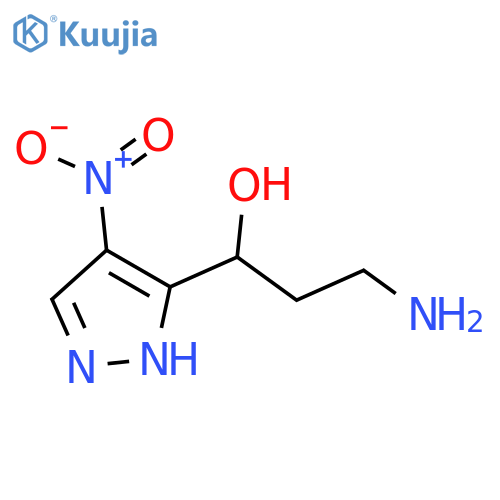 3-amino-1-(4-nitro-1H-pyrazol-3-yl)propan-1-ol structure