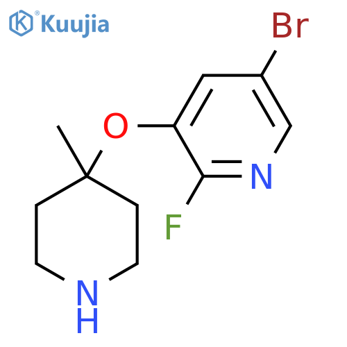 5-bromo-2-fluoro-3-(4-methylpiperidin-4-yl)oxypyridine structure