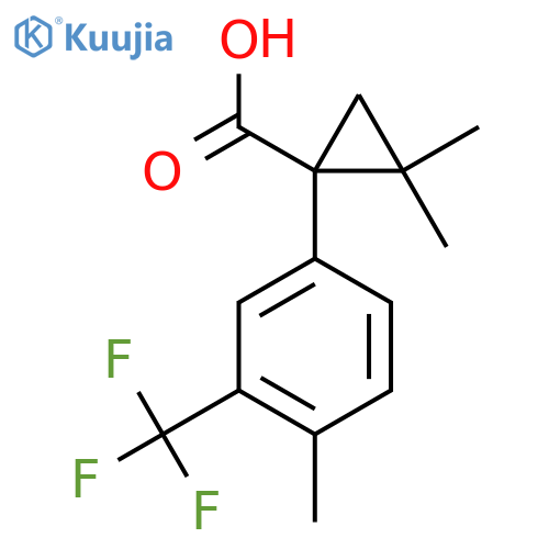 2,2-dimethyl-1-4-methyl-3-(trifluoromethyl)phenylcyclopropane-1-carboxylic acid structure