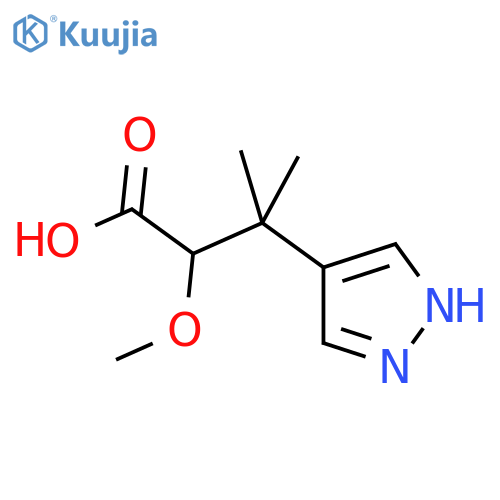 2-methoxy-3-methyl-3-(1H-pyrazol-4-yl)butanoic acid structure