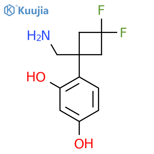 4-1-(aminomethyl)-3,3-difluorocyclobutylbenzene-1,3-diol structure